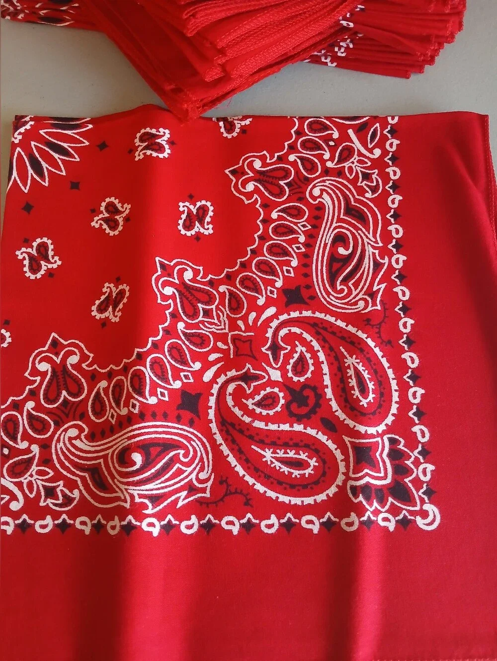 Red Paisley Cotton Bandana Scarf Handkerchief 5 Piece Lot 21 X 21 NWOT